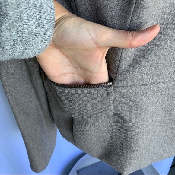 AKRIS Punto Gray Oatmeal Wool Blazer Size 14 - Picture 4 of 12